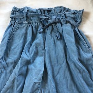 Chambray wide leg pants